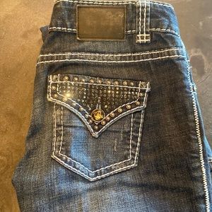 Rock & Roll Cowgirl Dark jeans- low rise size 26x34. Excellent condition.
